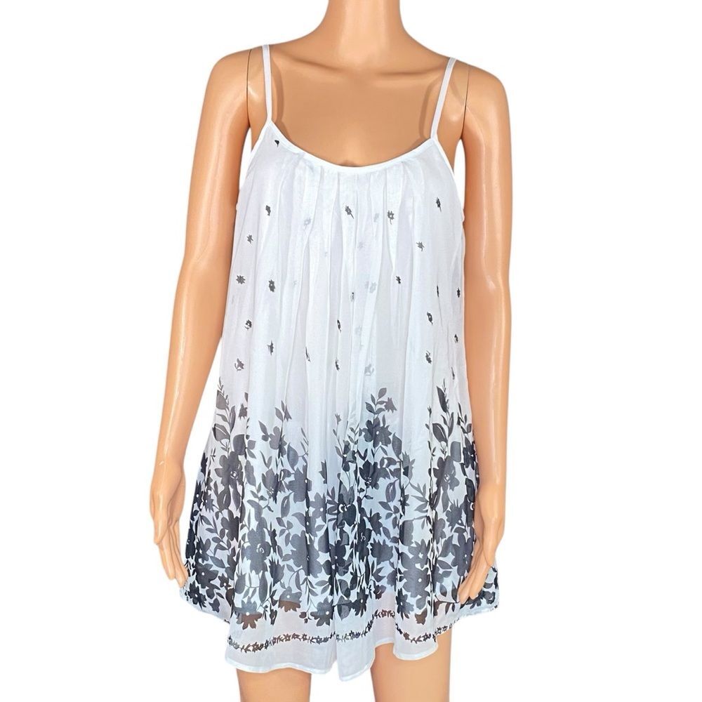Laksmi Sleeveless Babydoll Dress Floral Print Chemise Adjustable Straps SZ Med